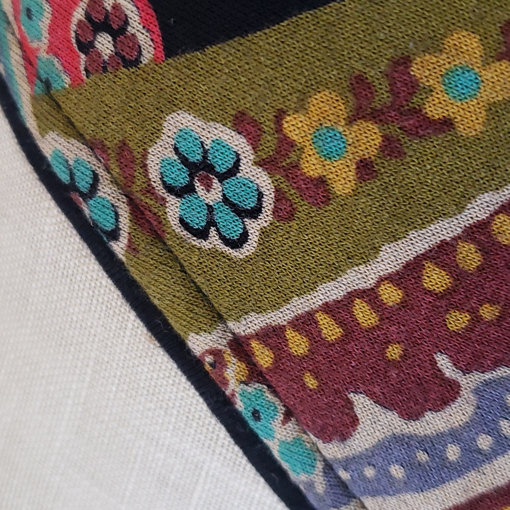 Vintage Black Boho Paisley Dress Tunic Jewel Tone Floral 3/4 Sleeve | SIZE SMALL - Picture 12 of 17